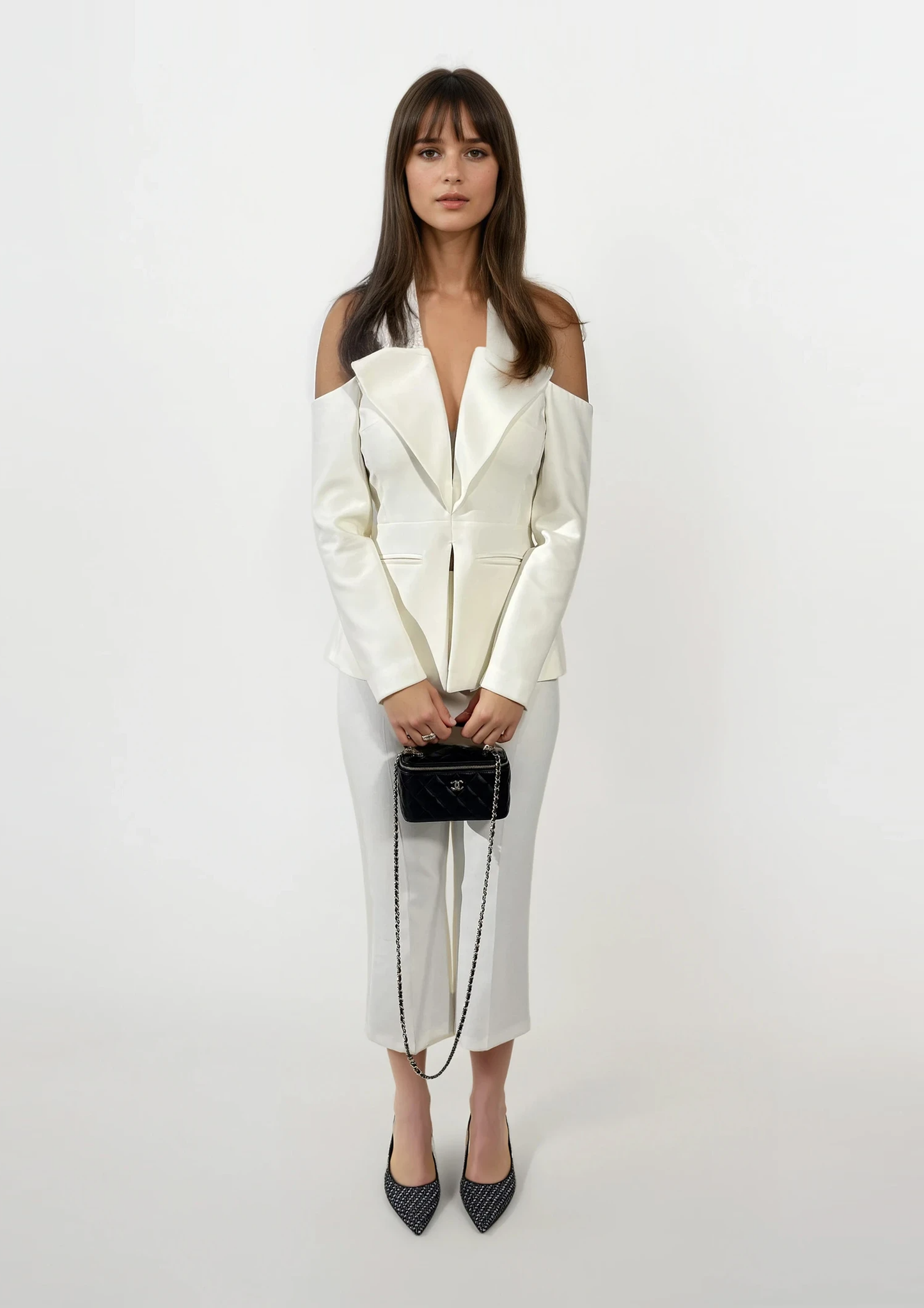 OFF SHOULDER ECRO SUIT