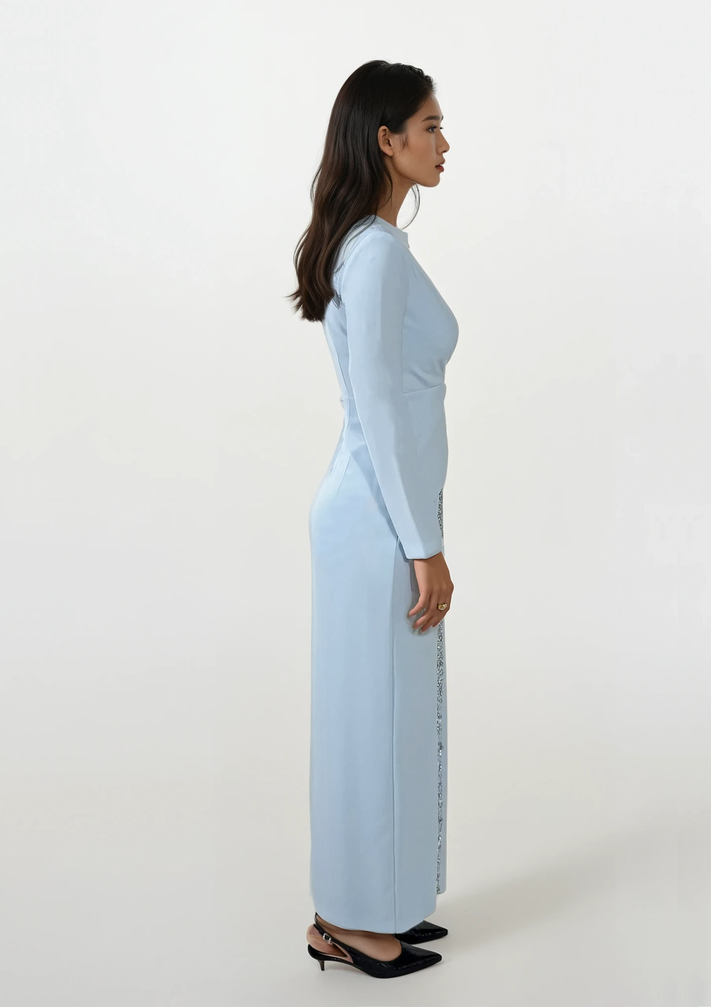 SKY BLUE LONG SLEEVE DRESS