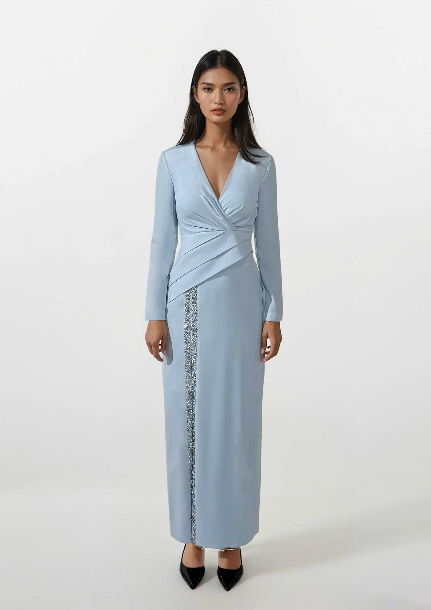 SKY BLUE LONG SLEEVE DRESS