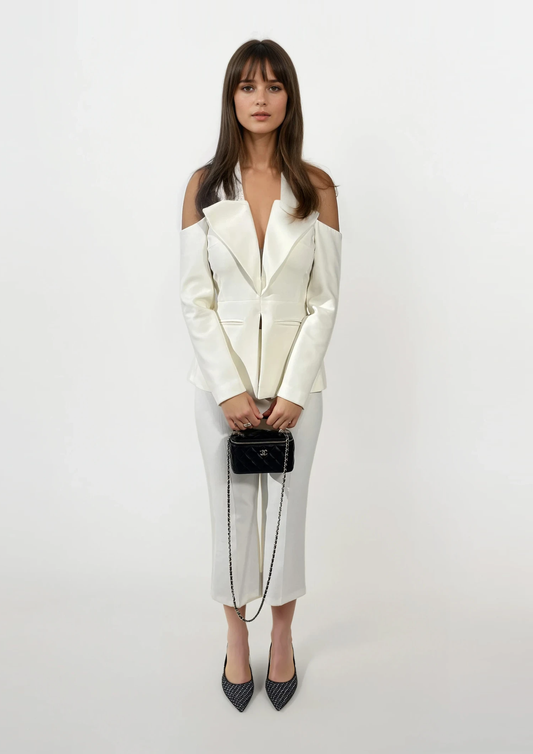 OFF SHOULDER ECRO SUIT