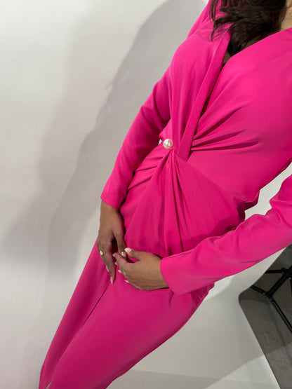 FUCHSIA LONG SLEEVE DRESS
