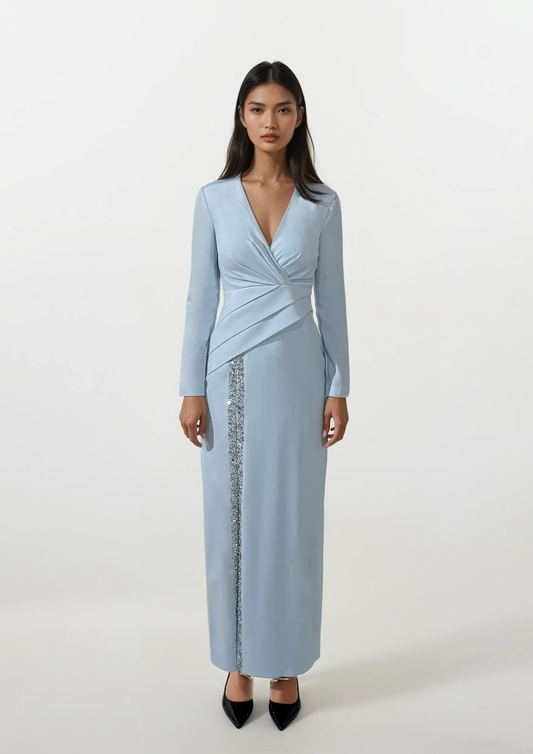 SKY BLUE LONG SLEEVE DRESS