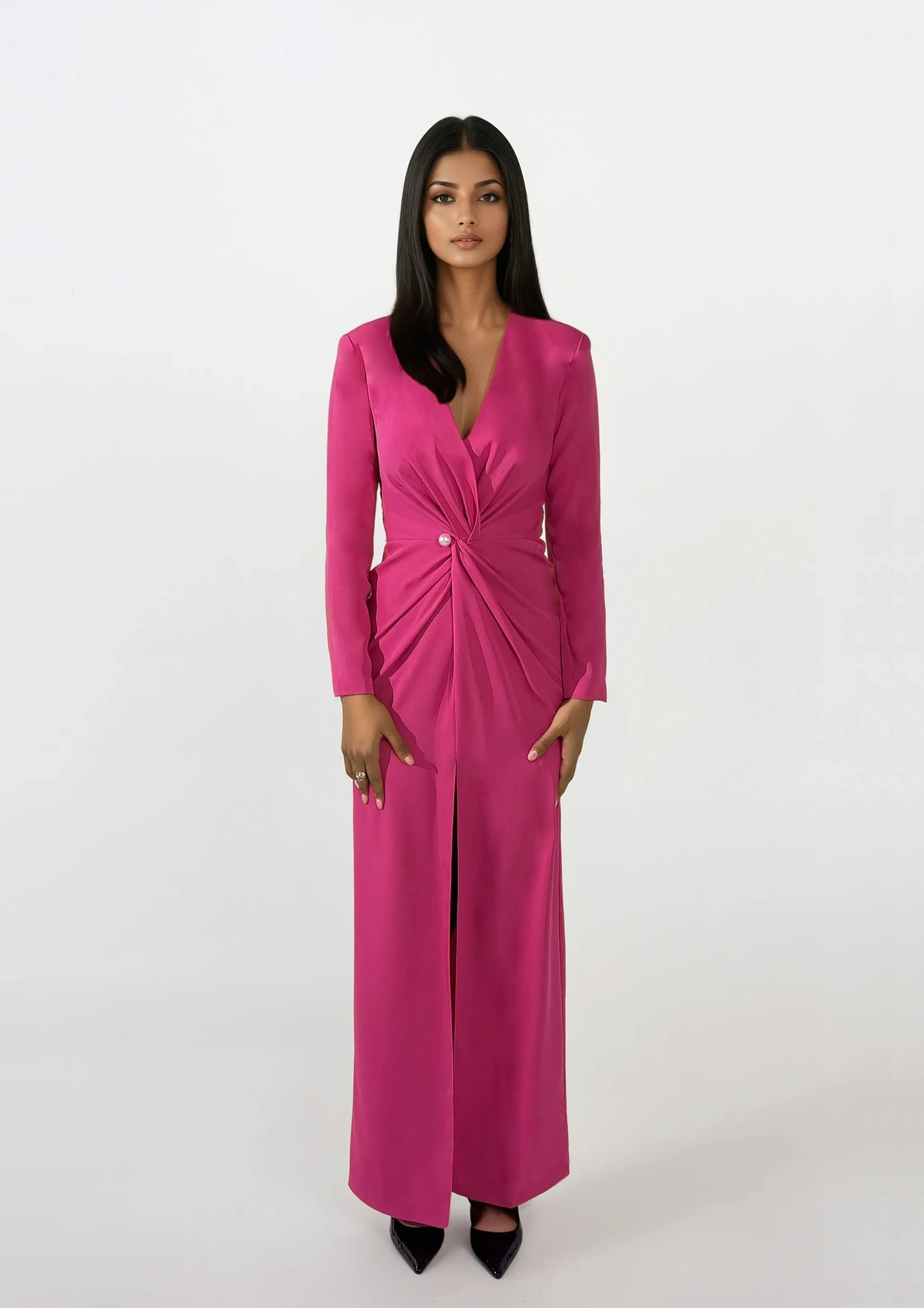 FUCHSIA LONG SLEEVE DRESS
