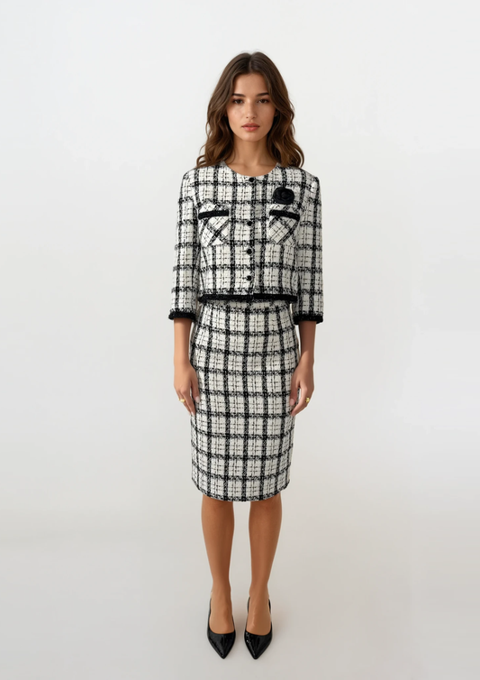 TUED BLACK & WHITE SUIT