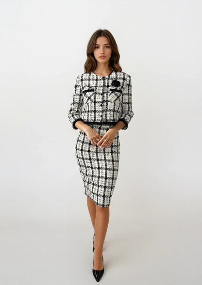TUED BLACK & WHITE SUIT